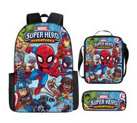(64, Three piece set) 3pcs Spider-Man Kids School Bag Set Large-Capacity Anime Backpack Crossbody Bag & Pencil Case, Casual School Supplies