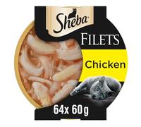 64 x 60g Sheba Fillets Adult Wet Cat Food Trays Chicken in Gravy