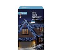 640 LED 16m Premier Christmas Outdoor 8 Function Icicle Lights in Blue & White
