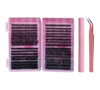 640 Pcs Lash Clusters Set for DIY Eyelash Extensions, Includes 30D 40D 50D Single Cluster Lashes, Lash Curler, Brush, and Glue, Natural Black Curled, for Customized Styling