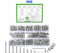 640 Pcs M4 Screws Set, M4 and Nuts Set, Assorted Nuts and Bolts Set, Hex Socket Head Cap Screws Bolts and Nuts Set with Washers Set, Pan Round Head Machine Assortment Kit