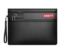 6400°F Fireproof Document Bag with Lock, Waterproof 12-Layer Heat Insulated Fireproof Cash Bag, Dual-Zip Compartments Fireproof Money Bag for Cash, A4 Files, Receipts, Passports, Bills - Document Safe