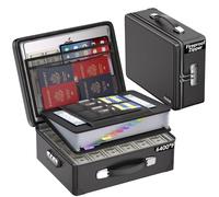 6400°F Fireproof Document Box,Hard Case Storage Box with Lock and Zipper,42 x 32 x 13 cm Heat Insulated Water Resistant Safe Box,Multi-Layer File Organiser for Important A4 Documents and Valuables