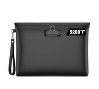 6400℉ Fireproof Document Bag with Lock, ZOOPIP 14.3"x10.2" Fireproof and Waterproof Money Bag with Zipper Closure, Storage Pouch for A4 Letter Size Document, Cash, Cell Phone, Passport-Black