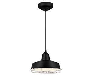 64010 Academy One-Light LED Indoor Pendant, Black Finish with Removable Chrome Cage