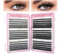 640Pcs Cluster Lashes Kit D Curl, 8-16MM Natural Individual Eyelashes with Bond and Seal, Eyelash Extension Kit(30D+40D+50D+60D+80D+100D), Fluffy Russian Lash Clusters for Beginners & Professionals