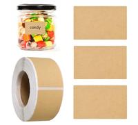 640pcs Kraft Paper Label Stickers, Self Adhesive Gift Label Stickers, Blank Sticky Labels for Essential Oil Bottles, Spices, Jam Jars, Food Containers, Gifts, Glass Bottle, Envelope Labels (Square)