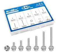 640Pcs M2 x 4mm /6mm /8mm /10mm /12mm /16mm /20mm, M2 Phillips Pan Head Machine Screws Washers Nuts Assortment Kit, Metric 304 Stainless Steel Pan Head Fully Machine Thread Screws Bolts