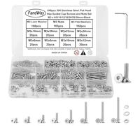 640Pcs Metric M3 Flat/Countersunk Head Hex Socket Cap Screws Kit, M3 x 6/8/10/12/16/20/25/30mm Internal Hex Drive Allen Bolts Nuts and Washers Set, 304 Stainless Steel, Fully Threaded, Pitch: 0.5mm