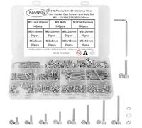 640Pcs Metric M3 Hex Socket Head Cap Screws Assortment Kit, M3 x 6/8/10/12/16/20/25/30mm Internal Hex Drive Allen Bolts Nuts and Washers Set Kit, 304 Stainless Steel, Fully Threaded, Pitch: 0.5mm