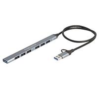 64273 Hub USB A female x7, USB A male, USB C male silver DELOCK