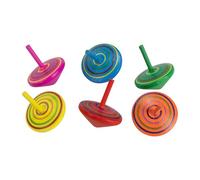 6473 Wooden Spinning Top for Children, Set of 6, H 4 cm, D 3.5 cm