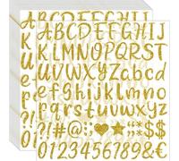 648 Pcs Gold Letter Stickers, Gold Number Stickers, 1 Inch Self-Adhesive Waterproof Symbol Letters Stickers for Graduation Cap, Water Bottles, Cup, Scrapbooking Crafts Decor