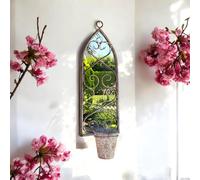 64Cm Rusty Wall Mirror With Single Planter