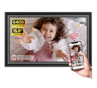 64GB 15.6" Frameo Digital Photo Frame WiFi Black - 1920 * 1080P FHD IPS Touch Screen Large Electronic Picture Frames, Auto Rotate, Wall Mountable, Sharing Photos and Videos