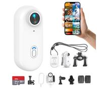 64GB 4K Thumb Action Camera, Mini Body Cameras, Portable Pocket Vlogging Camera, Multiple Accessories Mount Anywhere, Small Portable Hands Free Helmet Camera for Work, Cycling, Travel
