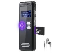64GB Digital Voice Activated Recorder - 3072Kbps HD Audio Voice Recorder with Noise Reduction, 5200Hours Professional Dictaphone Recorder with Playback for Lectures Meetings, Interviews, Class