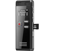 64GB Digital Voice Activated Recorder with Playback - 4552 Hours Audio Recording Device, 3072Kpbs HD Dual MIC Tape Recorder Device for Lecture A-B Repeat, MP3 Player,【64GB TF Card Included】