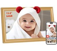 64GB Frameo 15.6 Inch Digital Picture Frame Golden - FHD 1920 x 1080P IPS Touchscreen Digital Photo Frame Auto Rotation Electronic Photo Frame Share Photos/Videos Immediately