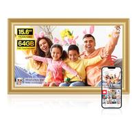 64GB Frameo WiFi Digital Photo Frame 15.6 Inch Golden - 1920 * 1080P FHD IPS Touch Screen Picture Frame Electronic, 64GB Memory, Auto Rotate, Wall Mountable, Sharing Photos and Videos