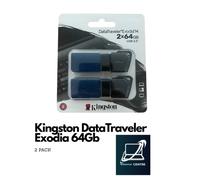 Kingston DataTraveler Exodia M 2 Pieces USB 3.2 Gen 1 DTXM/64GB-2P- with Moving Cap (Black + Blue)