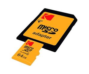 64GB Kodak MicroSDXC Memory Card, Class 10, 85MB/s Read, 25MB/s Write, inc. SD A
