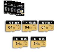 64GB Micro SD Card 5 Pack with SD Card Adapter,Micro SD Card 64GB Micro Memory Card,Up to 150MB/s,C10 U3 V30 4K A1 UHS-I TF Card 64GB Mini SD Card for Camera/Phone/Nintendo Switch/Tactacam/Tablet
