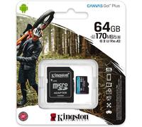 Kingston Technology 64GB microSDXC Canvas Go Plus 170R A2 U3 V30 Card + ADP