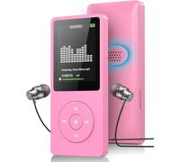 64GB MP3 Music Player with FM Radio and Voice Recorder, Ultra Slim Music Player with Video Play Text Reading and Build-in Speaker Support up to 128GB, Earphone and Storage Case Included - Pink