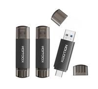 64GB USB 3.0 Type C Stick 3Pack, KOOTION 2-in-1 Dual Flash Drive USB A + USB C OTG Flash Drive for Android Smartphone Tablet Computer Laptop (Black)