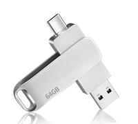 64GB USB C Flash Drive, USB 3.2 Type-C Dual Flash Drive for PC, Tablet, Mac, MacBook,USB-C Smart Phone High-Speed Memory Stick for Store 16,000 Songs/21,600 Photos/960 Minutes of Video