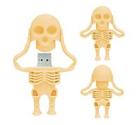 64GB USB Flash Drive Cartoon Skeleton Shaped Memory Stick, BorlterClamp Cool Thumb Drive Pen Drive Amazing Gifts, Yellow