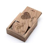 64GB Wooden USB Flash Drive & USB Box with "LOVE" & "Our Story" Engraving Design for Wedding/Bride&Groom/Parents/Photographer (Walnut, 64GB USB3.0)