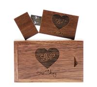 64GB Wooden USB Flash Drive & USB Box with "LOVE" & "Our Story" Engraving Design for Wedding/Bride&Groom/Parents/Photographer (Walnut, 64GB USB3.0)