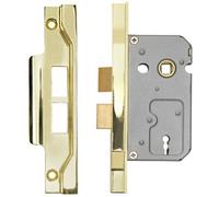 64mm 2 Lever Contract Rebated Sashlock Square Forend Electro Brassed