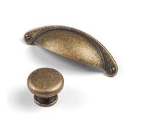 64mm Antique Brass Kitchen Cabinet Cup Handle Rustic Dark Brushed Cupboard Drawer Pull Wardrobe Furniture Replacement Upcycle