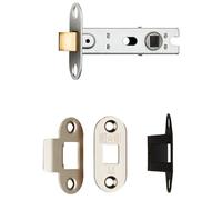 64mm Bolt Through Tubular Door Latch Rounded Strike Plate Forend Nickel Plated