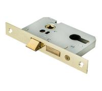 Loops 64mm Contract Euro Profile Sashlock Square Forend Electro Brassed Door Latch in Metallics Loops Metallics