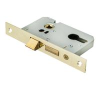 64mm Contract Euro Profile Sashlock Square Forend Electro Brassed Door Latch Loops Metallics One Size