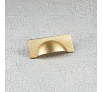 Handle & Home 64mm Brushed Brass Ribbed Kitchen Cupboard Cup Handle Cabinet Drawer Door Pull Dark Gold Design