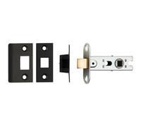 64mm Tubular Mortice Door Latch Bolt Through Square Forends Matt Black
