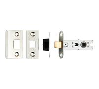 64mm Tubular Mortice Door Latch Bolt Through Square Forends Nickel Plated