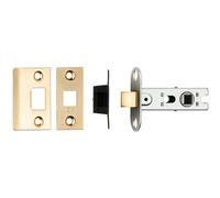 64mm Tubular Mortice Door Latch Bolt Through Square Forends Satin Brass
