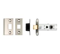 64mm Tubular Mortice Door Latch Bolt Through Square Forends Satin Nickel