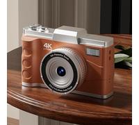 64MP Digital 4K HD Camera,16X Digital Zoom Autofocus Vlogging Camera, With Manual Mode,3.0 Inch LCD Screen USB 2.0 Data Interface (Brown)