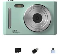 64MP Digital Camera for Photography, 2.4 Inch Flip Screen Vlogging Camera with 18X Zoom, 4K Video Anti-Shake Compact Camera for Beginners Students Kids Webcam (Green - 32G Card)