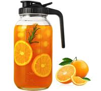 64oz Glass Mason Jar Pitcher with Lid, 2 Quart Wide Mouth Water Jug for Fridge Milk Ice Tea Cold Brew Coffee Fridge Water Juices Leak Proof