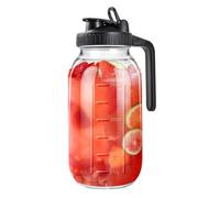 64oz Glass Pitcher with Lid, 2 Quart Mason Jar Pitchers with Lid and Spout, Wide Mouth Breast Milk Pitcher Glass Jug Sun Tea Pitchers, Cold Brew Coffee pitcher, Fridge Container for Water, Juice, Tea