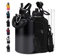 64OZ Insulated Sports Water Bottle - Large Half Gallon Stainless Steel Flask Water Bottles 64 oz, Leak Proof, Double Walled, BPA Free, Sweat-Proof Water Jug with Straw, Keep Cold-48H & Hot-24H