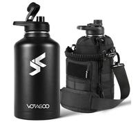 64Oz Tactical Water Bottle - Half Gallon Stainless Steel Insulated Water Bottle, Metal Military Bottle with Rugged, Removable Sleeve Tactical Carrier Bag for Hiking Camping Hunting